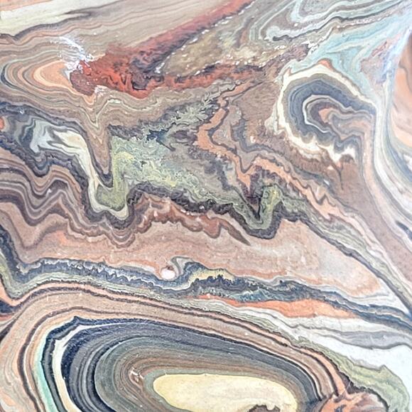 Vintage Marbled Pottery Bud Vases Set of 2 Earth Tone Swirl Small 3.5″ - Picture 3 of 15